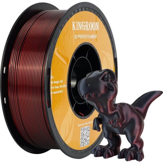 Kingroon Silk PLA Çift Renk Filament Siyah-Kırmızı 1.75 mm 1 kg