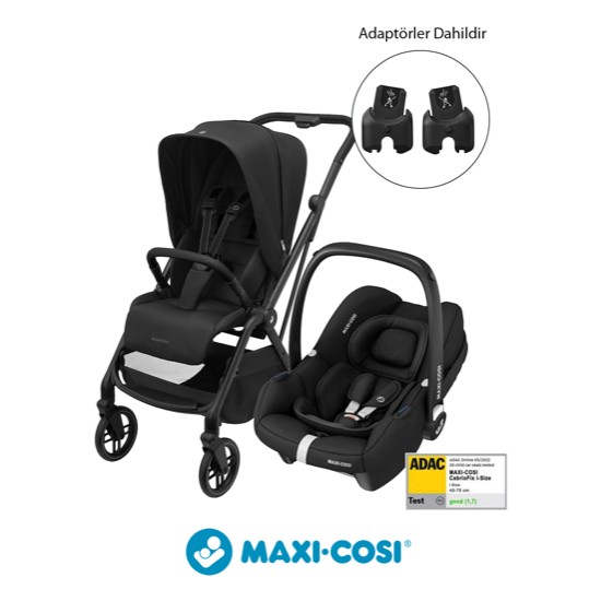 Maxi-Cosi Leona2-Cabriofix I-Size Tek Elle Katlanabilen Ultra Kompakt Çift Yönlü Seyahat Sistem Bebek Arabası Black
