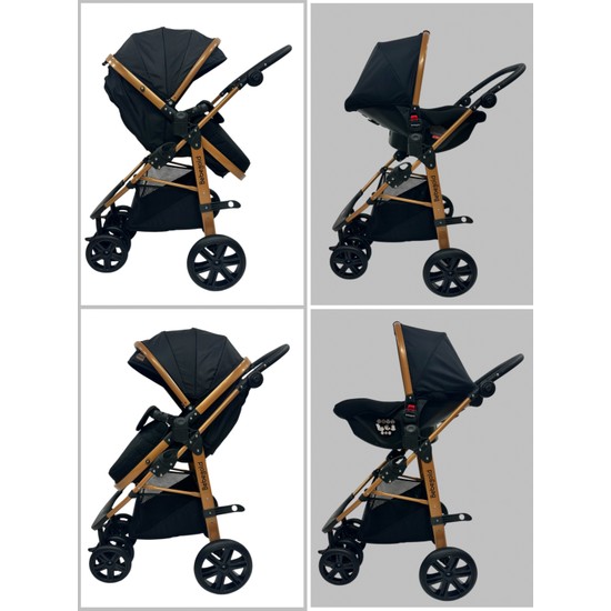 Bebegold Classic Black Seyahat Sistem Bebek Arabası Katlanabilir 25 kg Taşıma Kapasitesi