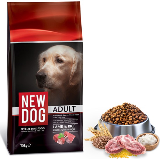 New Dog Kuzu Etli & Pirinçli Yetişkin Köpek Maması 15 kg