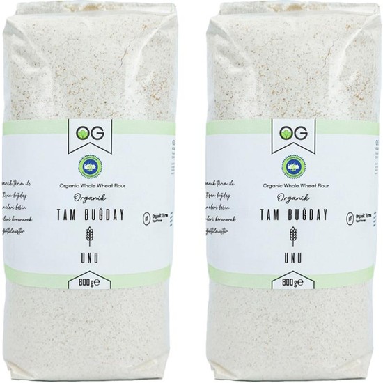 OG natural 2'li Organik Tam Buğday Unu 800 Gr 8 Ay Üzeri Bebekler İçin Sağlıklı İçerik
