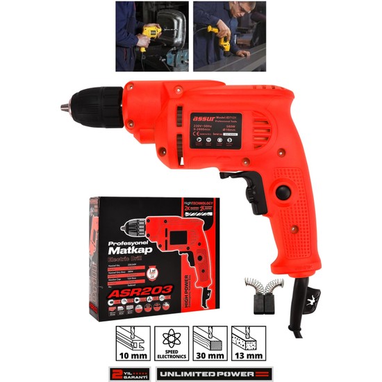 Assur 580W Metal Şanzıman 10mm Elektrikli Matkap Güçlü Performans