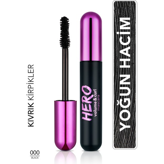 Hero Volume&Curl Kum Saati Fırçalı Kıvrım ve Hacim Veren Maskara (000) 8682536022804