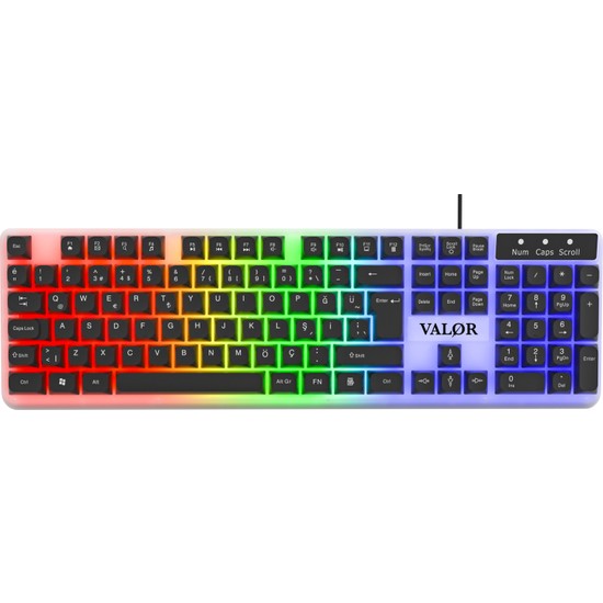 Valor Commander Rgb Işıklı & Full Set 104 Tuşlu Membran Oyuncu Klavyesi