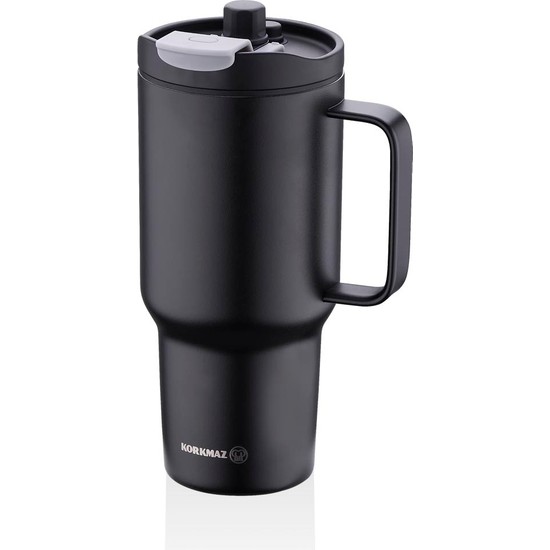 Korkmaz Freedom 1 Litre Siyah Pipetli Bardak Termos A5577