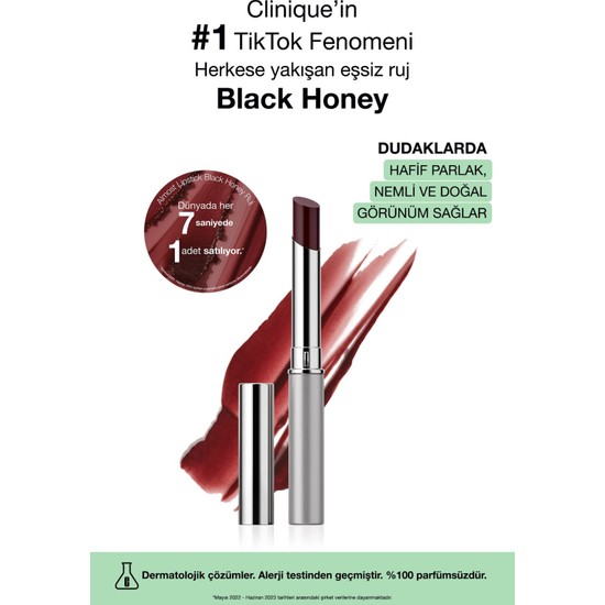 Clinique Almost Lipstick Ruj - Black Honey 1.9g | Hafif Parlak, Nemli ve Doğal Görünüm