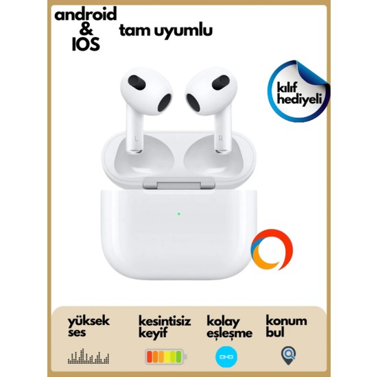 Ocado Beyaz 3. Nesil Uyumlu Ios Ios - Android - Xiaomi Uyumlu Bluetooth 5.0 Kulakiçi Kulaklık