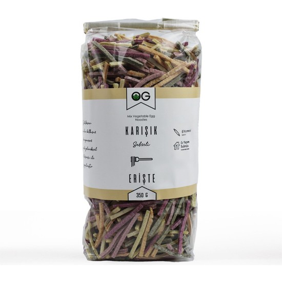 OG Natural Karışık Sebzeli Erişte 350 gr Geleneksel Ev Yapımı Türkiye Menşeli