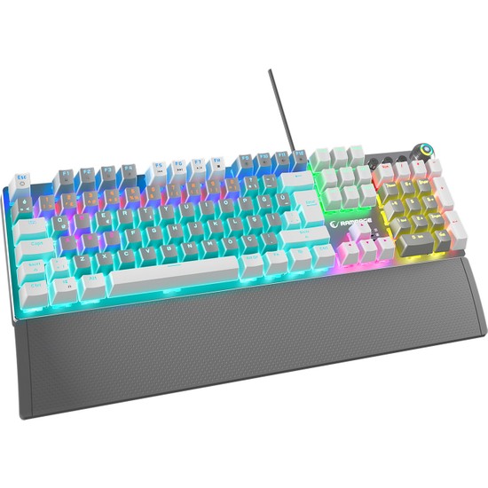 Rampage KB-R28 Blade Plus Gri-Beyaz Gökkuşağ Türkçe Blue Switch Mekanik Klavye Oyuncu Gaming Klavye