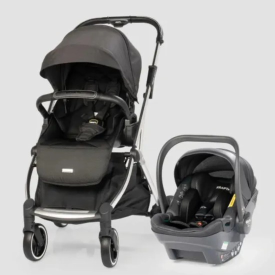 Kraft Kenya S Çift Yönlü Tek Elle Katlanabilen Kompakt Travel Sistem Bebek Arabası Black