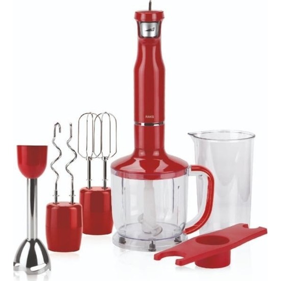 Raks 1700 W Çoklu Set Blender Kırmızı 800 ml Kapasiteli Fonksiyonel Gıda Hazırlama