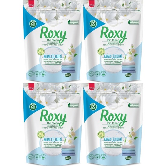 Dalan Roxy Bio Clean Matik Sabun Tozu 800GR Bahar Çiçekleri (4 Lü Set) (104 Yıkama)