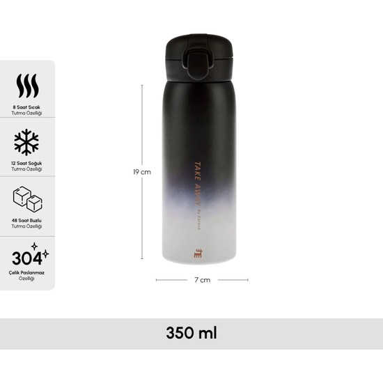 Karaca Skyfall Çelik Sızdırmaz Termos 350 ml Siyah