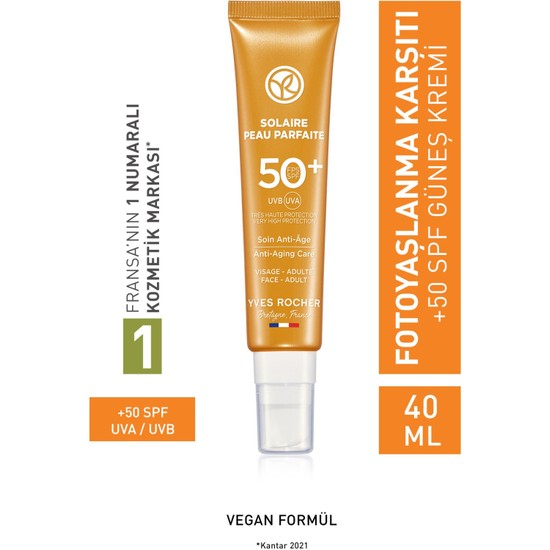 Yves Rocher Spf 50 Yüksek Korumalı Fotoyaşlanma Ve Leke Karşıtı Yüz Güneş Kremi/solaire Peau Parfaite-40 ml