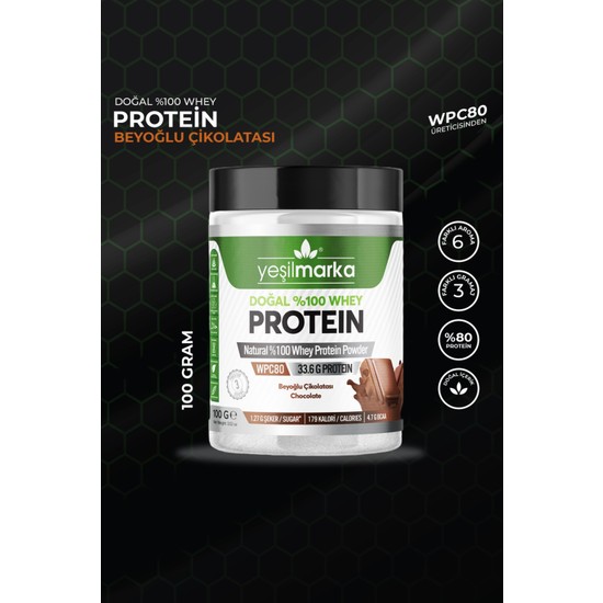 Yeşilmarka Whey Protein Tozu Beyoğlu Çikolatası 100 gr Doğal ve Lezzetli Protein Kaynağı