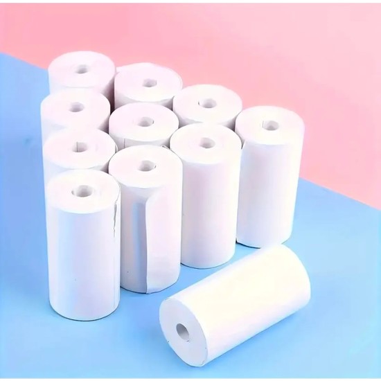 NorthAK 10 Adet Mini Yazıcı Kâğıdı Termal Rulo - Beyaz Mini Yazıcı Rulosu 56MM Yağışkansız Kâğıt