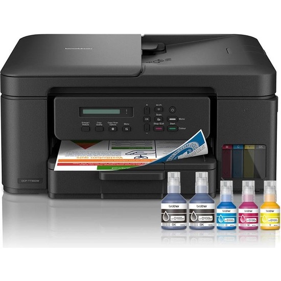 Brother DCP-T730DW Çok Fonksiyonlu Mürekkep Tanklı Yazıcı 150 Sayfa Tam Dolu Kartuş