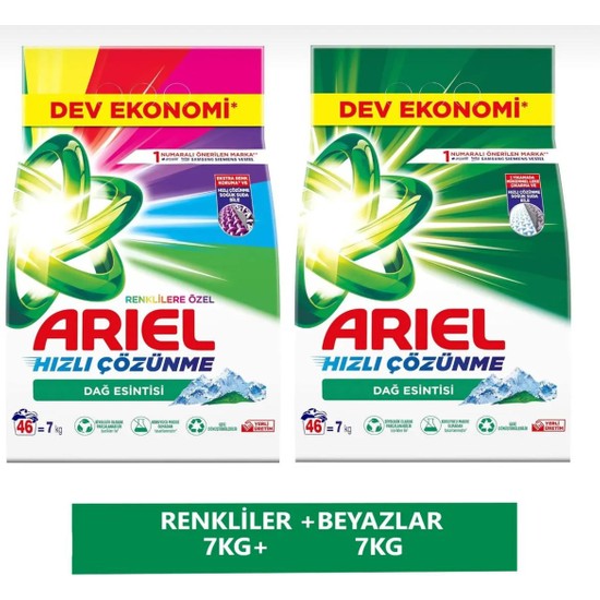 Ariel Beyazlar ve Renklilere Özel Kalıntı ve Leke Karşıtı 7+7kg
