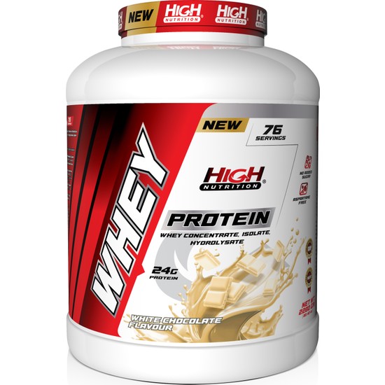 High Nutrition Whey Protein 2280 gr Beyaz Çikolata Aromalı Protein Tozu 24 gr Protein 76 Servis