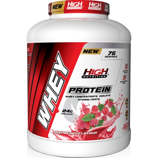 High Nutrition Whey Protein 2280 gr Ahududu Aromalı Protein Tozu 24 gr Protein 76 Servis