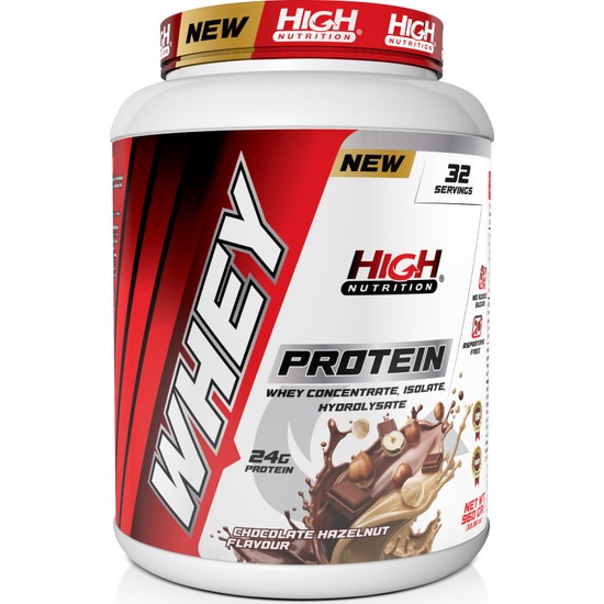 High Nutrition Whey Protein 960 gr Çikolata Fındık Aromalı Protein Tozu 24 gr Protein 32 Servis