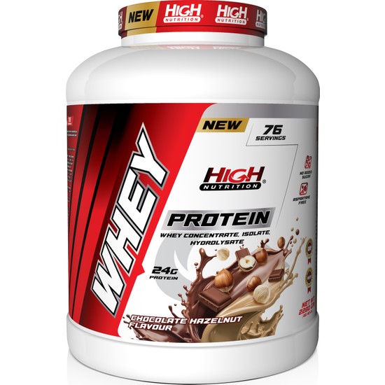 High Nutrition Whey Protein 2280 gr Çikolata Fındık Aromalı Protein Tozu 24 gr Protein 76 Servis