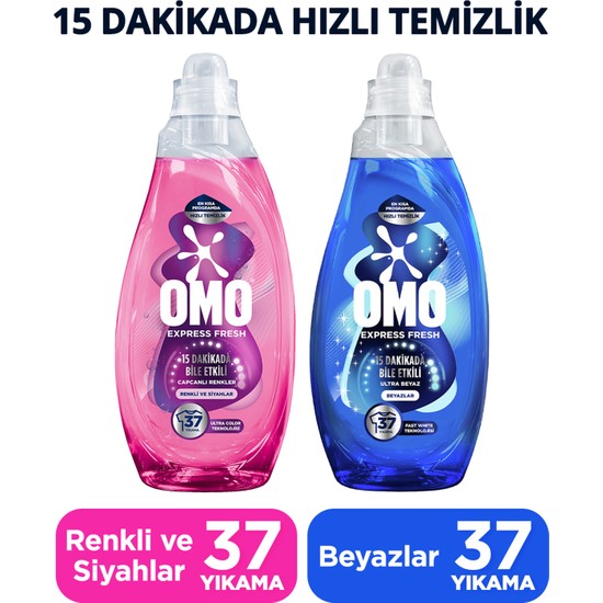 Omo Express Fresh 1480ML Ultra Beyaz Sıvı Çamaşır Deterjanı X1 Capcanlı Renkler Renkli ve Siyahlar X1