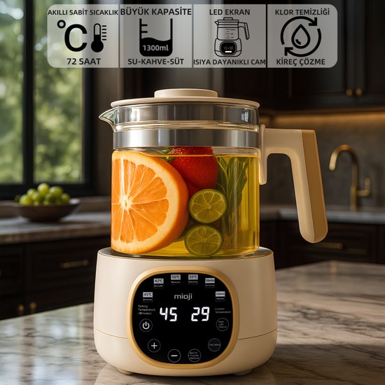 Mioji K99 Çok Fonksiyonlu Isı Kontrolü Isı Sabitleme LED Ekranlı Elektrikli Kettle