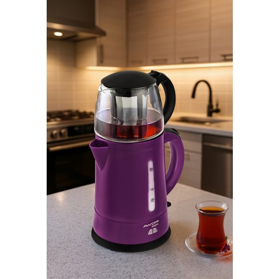 Awox Teaplus Cam Demlikli Elektrikli Çay Makinesi Mürdüm
