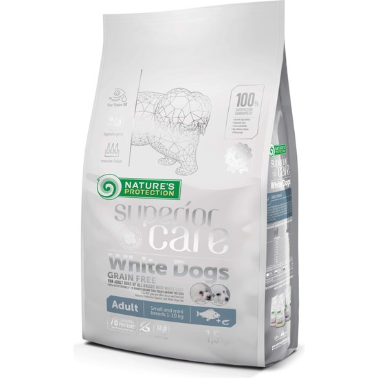 Nature's Protection Superior Care Beyaz Tüylü Köpekler İçin Tahılsız Balıklı Küçük Irk Köpek Maması 1,5kg