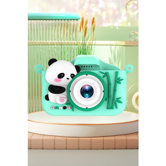 Gamon 10 MP Dijital Çocuk Fotoğraf Makinesi Panda & Astronot Desenli Çift Kamera ile Eğlenceli Anılar HY-X10