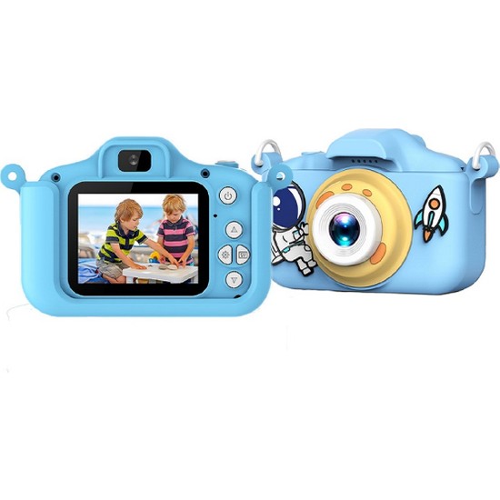 Gamon 10 MP Dijital Çocuk Fotoğraf Makinesi Panda Astronot Tasarımlı Çift Kamera ve Eğlence HY-X10 Panda HY-X15 li Filtreler