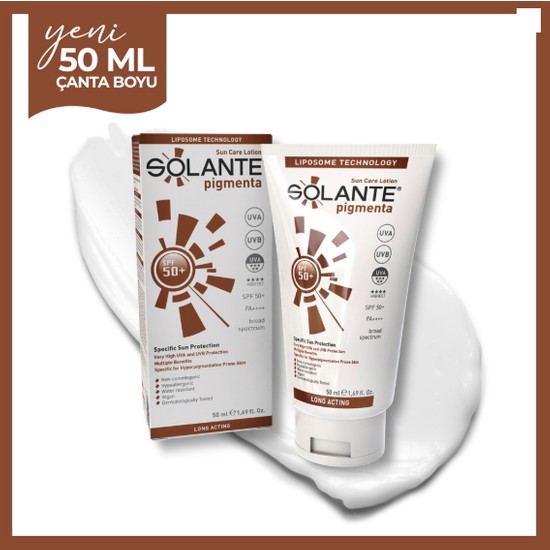 Solante Pigmenta Krem SPF 50+ Lekeli Ciltler İçin 50 ml Nemlendirici Güneş Koruma Losyonu