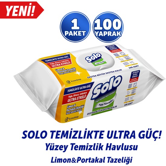 Solo Temizlikte Ultra Güç Limon&Portakal Tazeliği Yüzey Temizlik Havlusu 100 Yaprak