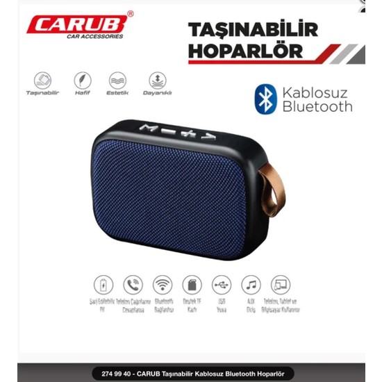 CARUB Taşınabilir Kablosuz Hoparlör Bluetooth Mini Suya Dayanıklı 10 W Güç Özellikli