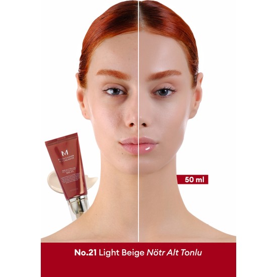 MISSHA Çok Fonksiyonlu M Perfect Cover BB Cream Ex SPF42/PA+++ No.21 50 ml Karma Ciltler İçin Ton Eşitleyici