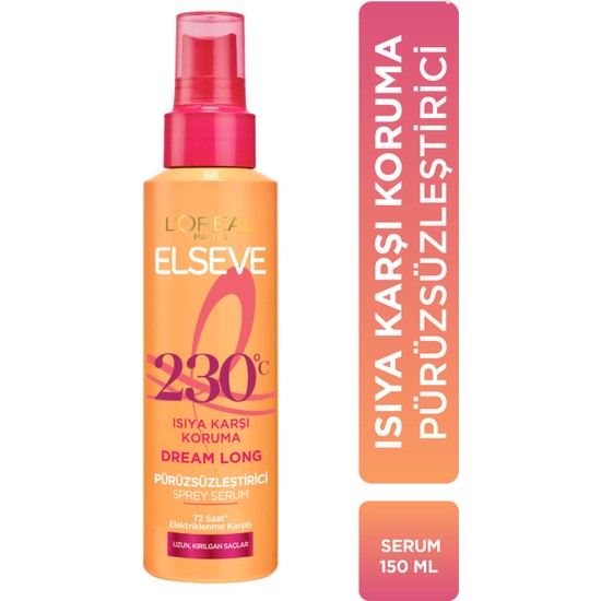 L'Oréal Paris Elseve Dream Long 150ml Isıya Karşı Koruyucu Pürüzsüzleştirici Serum 72 Saat Elektriklenme Önleyici