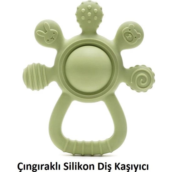 Tuto Baby ÇINGIRAKLI Silikon Diş Kaşıyıcı (HAYVAN DESENLİ, PALMİYE ŞEKİLLİ)