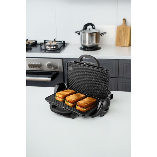 Awox Orion Tost Ve Izgara Makinesi 180° Açılabilir 1800w Siyah