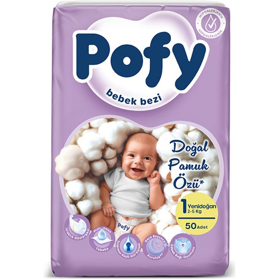 Pofy Yenidoğan 1 Bebek Bezi 2-5 kg 50 Adet