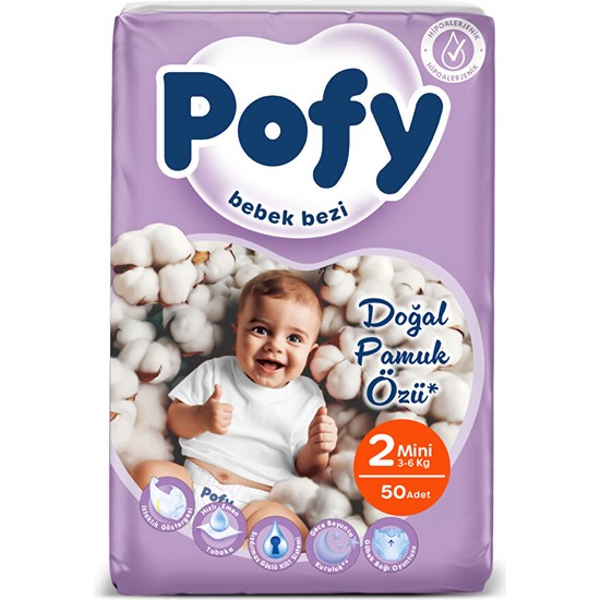 Pofy Mini 2 Numara Bebek Bezi 3-6 kg 50 Adet