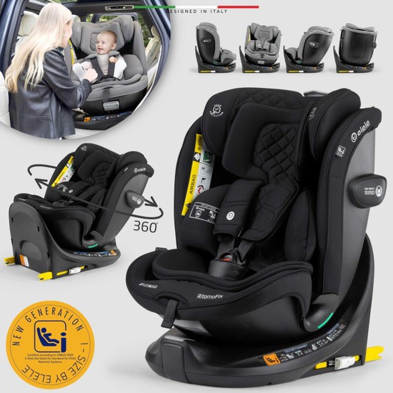 Elele Ritornofix 360° Dönen I-Size Oto Koltuğu Isofix 0-36 kg Siyah 40-150 cm Güvenli Kullanım
