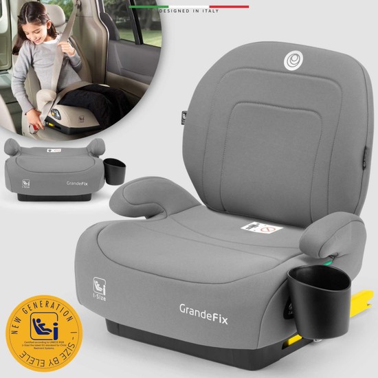 Elele Grandefix  I-Size Yükseltici Oto Koltuğu Isofix 125-150 cm 15-36 kg Gri Çıkarılabilir Arka Özellikli Kumaş