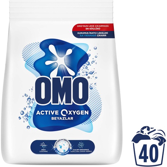 Omo Active Oxygen Beyazlar Toz Deterjanı 6 kg 40 Yıkama Güçlü Leke Çıkarma ve Temizlik