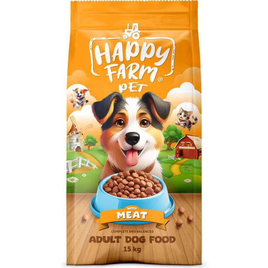 Happy Farm Etli Köpek Maması 15 Kg Yetişkin Köpekler İçin Tam ve Dengeli Beslenme