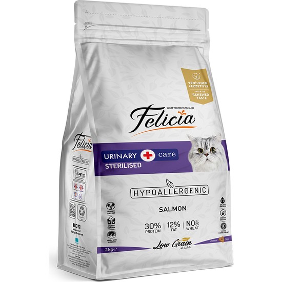 Felicia 2 Kg Sterilised Somonlu Az Tahıllı HypoAllergenic Kedi Ma