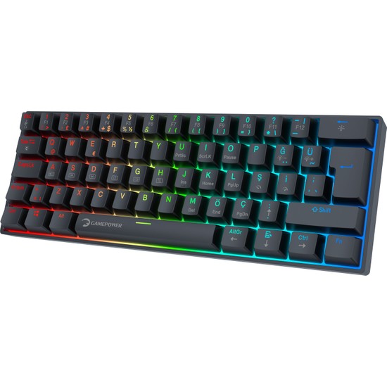 Gamepower Lyra Rgb 60M 62TUŞ Siyah Mekanik Kablolu Blue Switch Klavye - 3 Yıl Garantili
