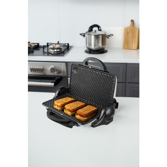 Awox Orıon Tost Makinesi 1800 W Döküm Plaka Yüzeyi ile 8 Dilim Tost Kapasitesi ve Ayarlanabilir Yükseklik