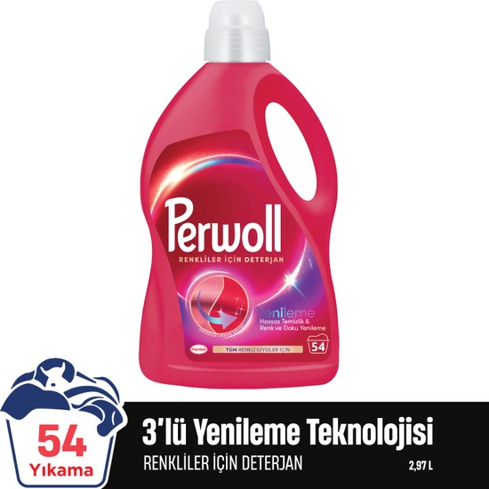 Perwoll Renkliler Sıvı Bakım Deterjanı 2,97 L | 54 Yıkama | Renk Yenileme | Renkli Giysiler