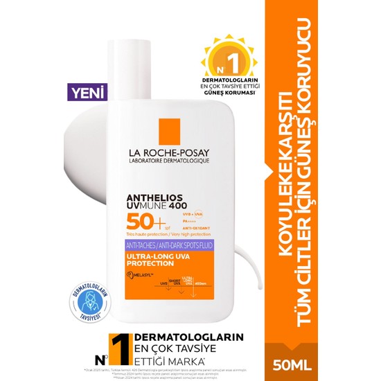 Asf Store La Roche Posay Anthelios Uvmune 400 Anti-Dark Spots Fluid 50 ml SPF50+ Melasyl İçeren Koyu Lekelere Karşı Güneş Kremi